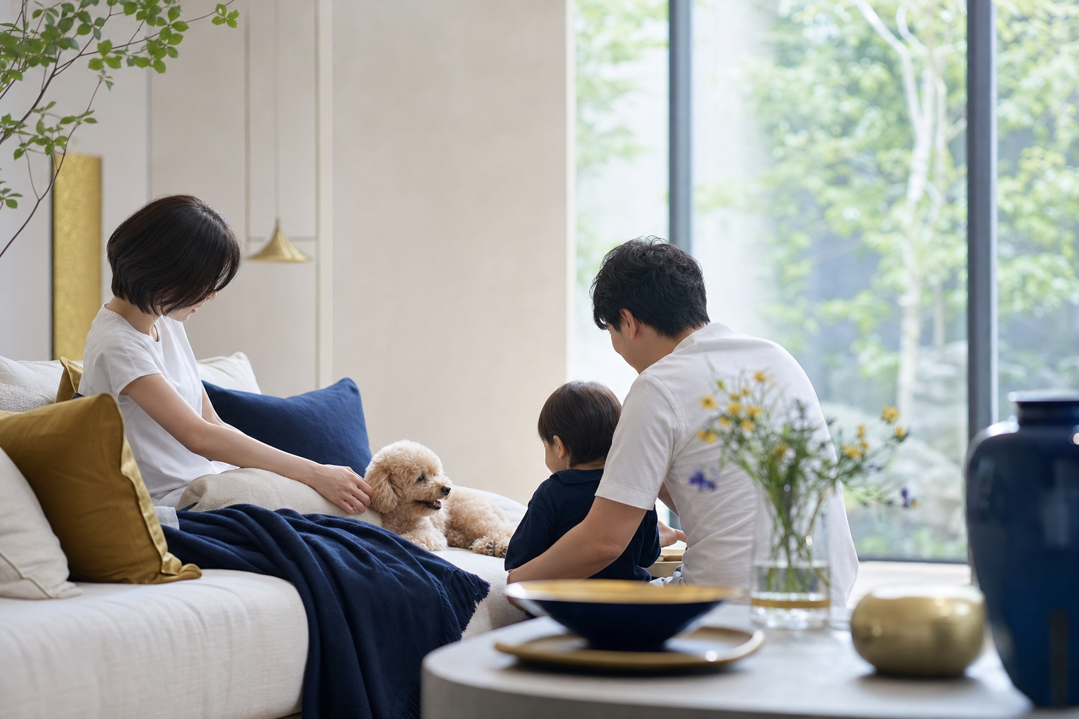 家族と犬